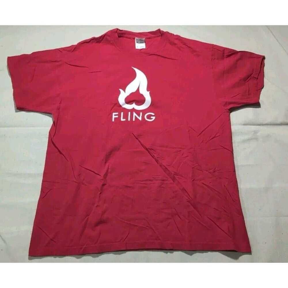 Fling Upside Down Heart Promo Men's Graphic Print Short Sleeve T-Shirt Red XL